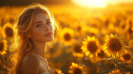 woman in a field of sunflowers