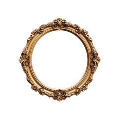 Ornate Gold Round Frame Isolated on White Background