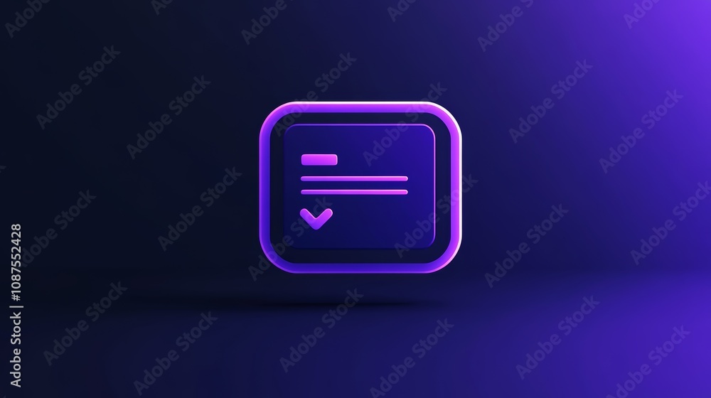 Poster a 3d icon of a document with an arrow pointing down on a dark blue background.