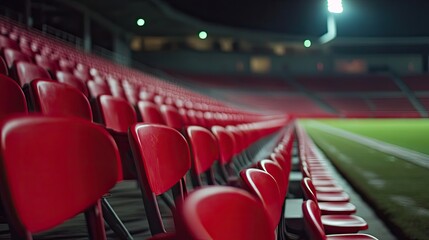 Fototapeta premium Vacant football stadium, empty seats, still