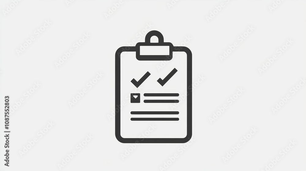 Poster a black and white outline icon of a clipboard with a checklist. two checkmarks are completed and one
