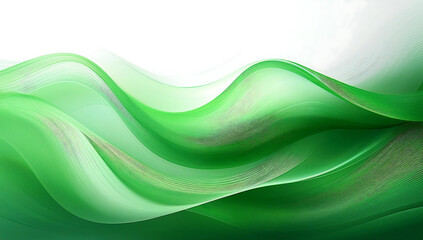 Obraz premium Green smooth wave lines Wave element white background Designed with a material that has a surface similar to a translucent frosted coating with a soft but luxurious texture.