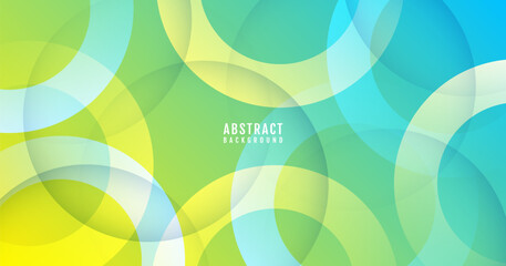 3D green blue abstract background overlap layer on bright space with circles effect decoration. Modern graphic design element cutout style concept for web banner, art, flyer, card, or brochure cover