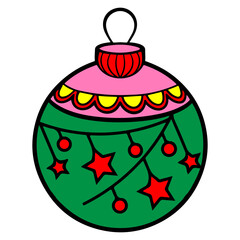 Christmas ornament clip art design on plain white transparent isolated background for card, shirt, hoodie, sweatshirt, apparel, card, tag, mug, icon, poster or badge