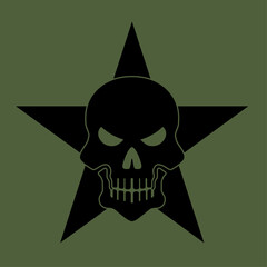 black skull and star military symbol