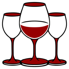 Wine clip art design on plain white transparent isolated background for card, shirt, hoodie, sweatshirt, apparel, tag, mug, icon, poster or badge