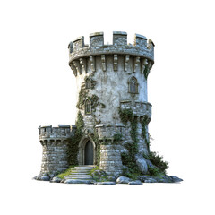 Enchanting Medieval Stone Tower with Ivy and Rocks