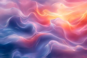 Fototapeta premium Fluid abstract background with swirling, wave, smoke soft vibrant colours in shades of teal, magenta, and gold