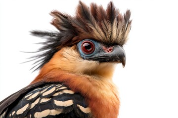 Obraz premium Vibrant Portrait of a Hoatzin Bird Showcasing Striking Colors and Unique Plumage in Natural Light