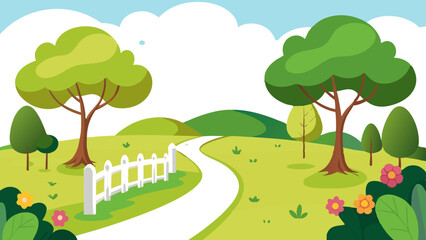 Obraz premium Vector illustration of a sunny park landscape