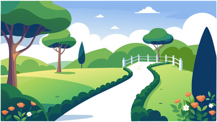 Vector illustration of a sunny park landscape