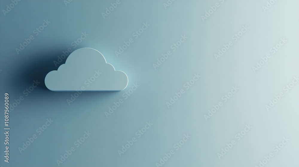 Aufkleber a simple 3d cloud icon rendered in a blue color on a blue background with copy space.