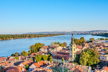 Obraz premium Danube river in the Belgrade city, Serbia from Gardos Tower