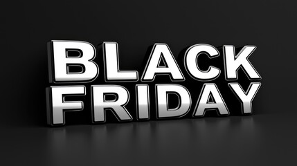 Obraz premium Black Friday Sale: Stylish 3D Chrome Text on Black Background