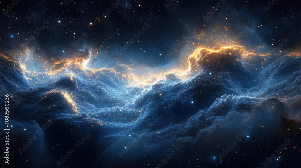 Leinwandbilder stunning view of a cosmic landscape displaying swirling clouds and glowing stars against a dark back