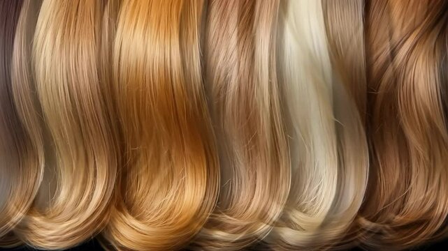 Beauty salon hair extensions different color samples	
