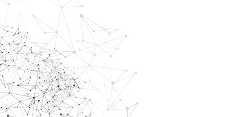 Vector Grey graphic background dots with connections technologies and sharing data as abstract concept.