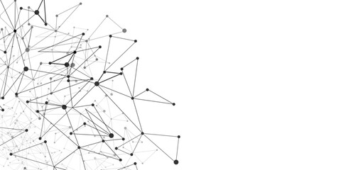 Vector Grey graphic background dots with connections technologies and sharing data as abstract concept.
