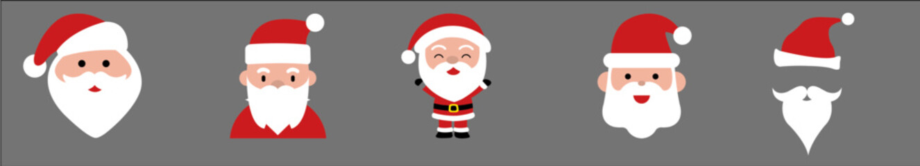 santa claus cartoon vector without stroke Christmas icon red white black colors