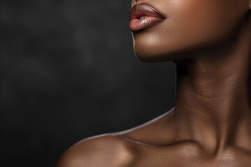 Fototapeta premium Beautiful Neck. Close up Studio Portrait of Young Beautiful Woman's Radiant Black Neck