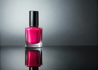 Elegant Bottle of Pink Nail Polish on Soft Gray Background for Beauty and Fashion Enthusiasts