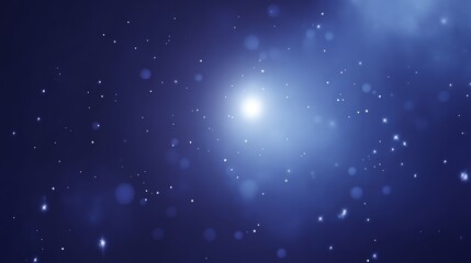 Naklejka premium Abstract blue background with a bright white light in the center and a blurry, speckled effect.