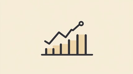Line art icon of a graph with a line that goes up and down, showing growth.