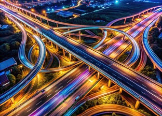 Futuristic Neon Road Lines, Aerial Laser Beams, Speed Light