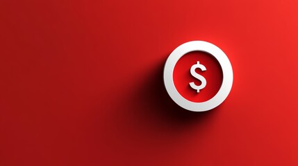 White dollar sign symbol in a circle on a red background.