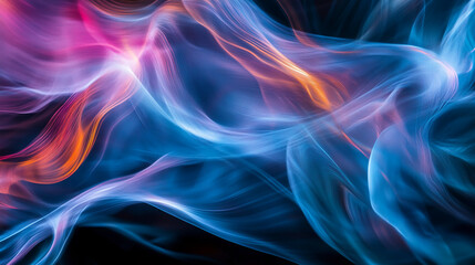 Obraz premium Fluid, colorful smoke swirls in shades of blue, pink, and orange