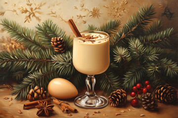 National Eggnog Day. December 24. Holiday illustration.