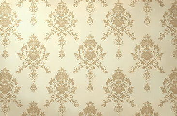 Vintage golden wallpaper with shabby tapestry victorian pattern. Video blog concept. Very realistic, 8k quality, hyper realistic, ultra realism