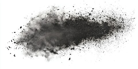Fototapeta premium Ash and dust are presented in an isolated view against a white background, showcasing the texture of ash and dust from a top perspective, perfect for various creative uses.
