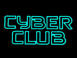 Neon sign that says Cyber Club