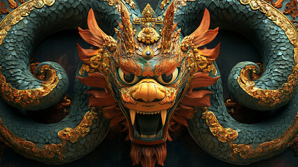 Fototapeta premium The Naga Art, wallpaper, the large snake with a crest, a symbol of greatness and prosperity.
