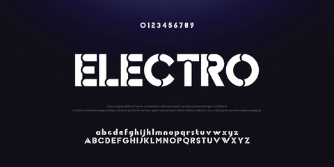 Design Modern abstract digital alphabet font. Minimal technology typography, Creative urban sport fashion futuristic font and with numbers. vector illustration.