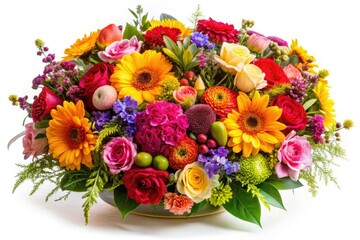 Elegant Oval Flower Arrangement for Wedding Decor - Drone Photography of Floral Bouquets on White Background