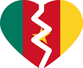 Broken Heart Icon of Cameroon Flag