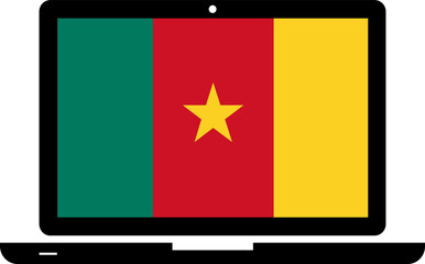 Cameroon Flag in Laptop
