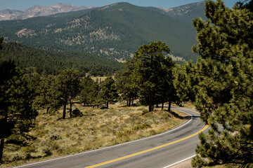 Mountain roadway withing Rocky Mountain National Park, Colorado