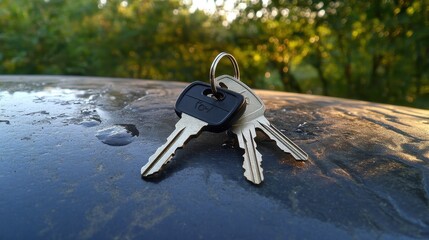 Evening Light on Car Keys Left Unnoticed