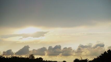 view of the clear afternoon sky, and blackish white clouds