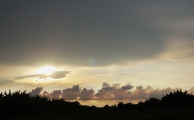 view of the clear afternoon sky, and blackish white clouds
