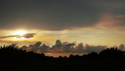 view of the clear afternoon sky, and blackish white clouds
