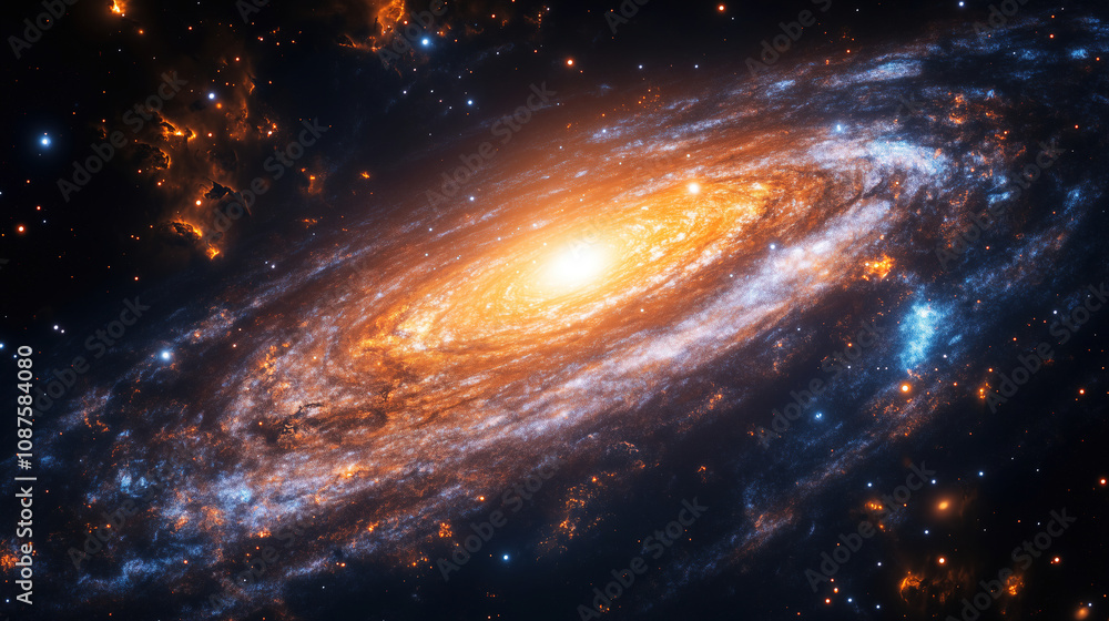 Aufkleber vivid spiral galaxy illuminated by bright stars and cosmic dust in the vastness of space captured fr
