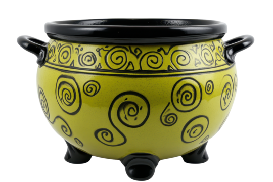 Magical cauldron with swirling patterns isolated 