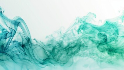 Abstract teal smoke on a white background, in the style of a green color scheme
