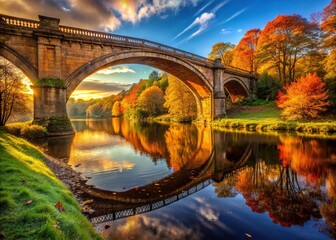 Low Light Autumn Bridge over River Tees, Darlington 2024