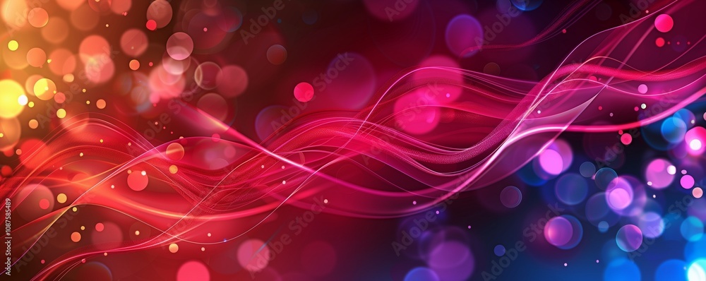Poster abstract background with colorful lights and wavy lines, creating an elegant and festive atmosphere 