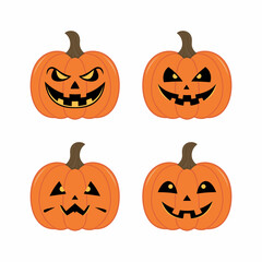 Halloween orange pumpkin image in vector style